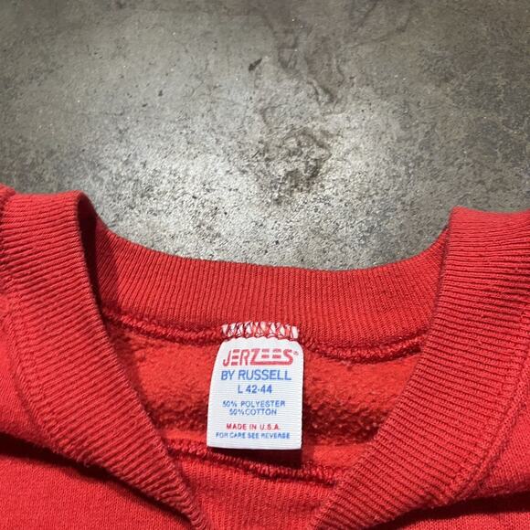 Vintage 80s Jerzees Russell Red Blank Raglan Sweatshirt - Picture 4 of 4